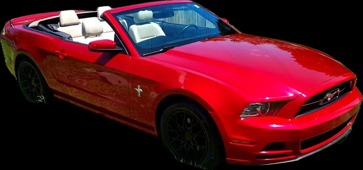 Red Ford Mustang convertible ceramic coated by No Bull