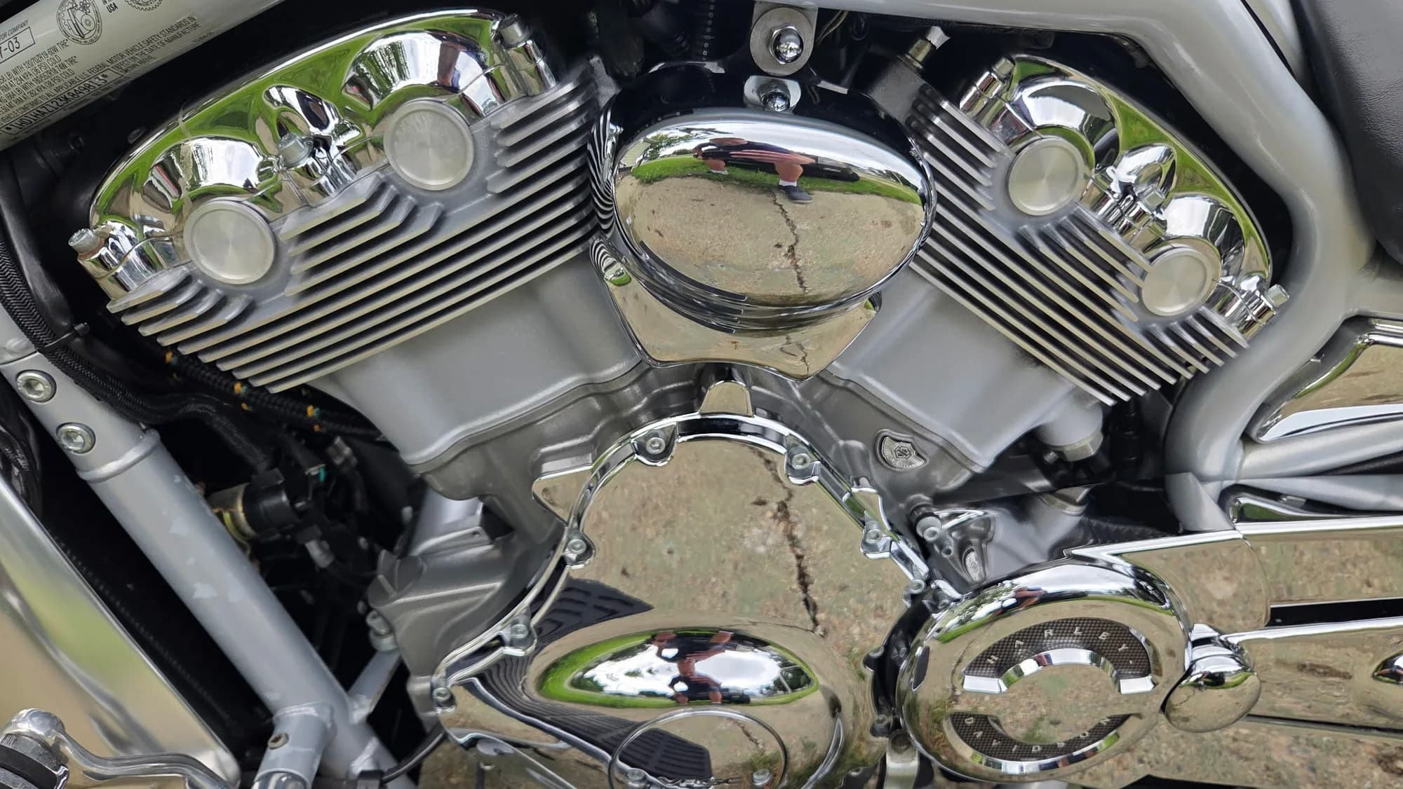 Polished chrome motorcycle engine after an engine detail