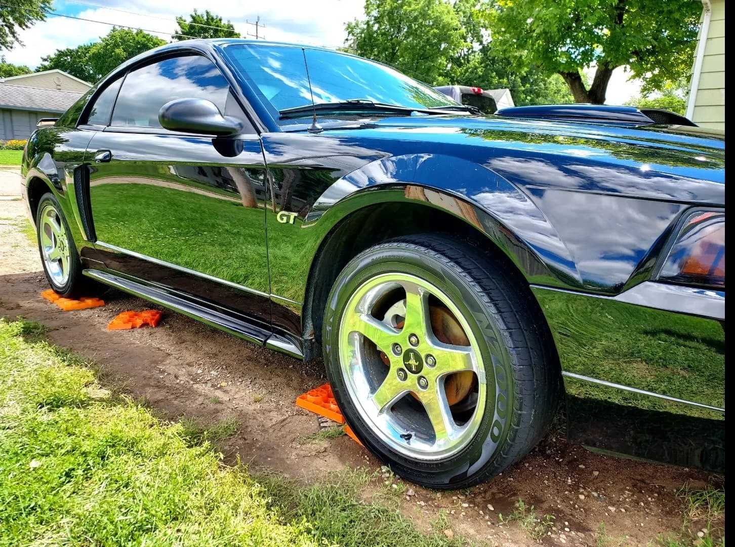 Black Ford Mustang GT with corrected, high-gloss paint